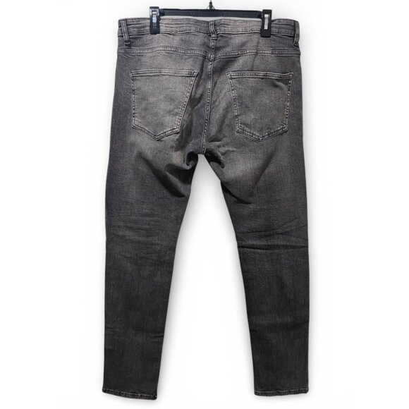 H&M Divided Skinny Jeans Mens 36 Gray Washed Biker Moto Ribbed Stretch Denim - Picture 2 of 13